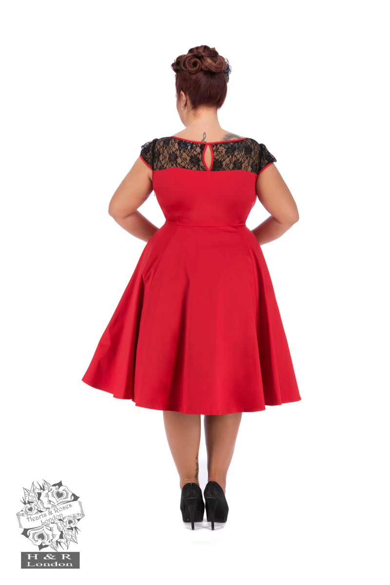 Red Mesh Lace Swing Dress